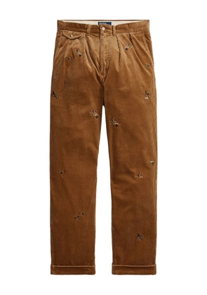 Polo Ralph Lauren duck-embroidered corduroy trousers - Brown