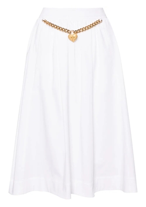 Moschino heart-charm ruched midi skirt - White