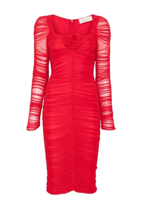 Blumarine ruffled long-sleeved party dress - Red