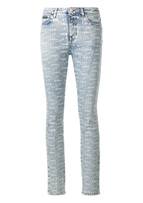 Philipp Plein logo print skinny jeans - Blue
