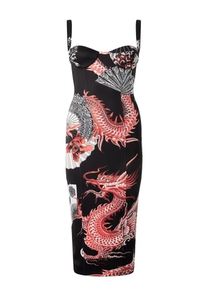 Roberto Cavalli dragon-print midi dress - Black