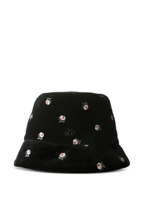 Maison Michel floral-embroidered bucket hat - Black