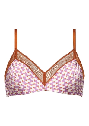 ERES Indie geometric-print lace-trimmed bra - Purple