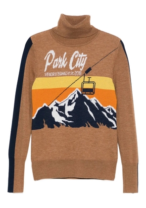 We Norwegians mountain-print sweater - Brown
