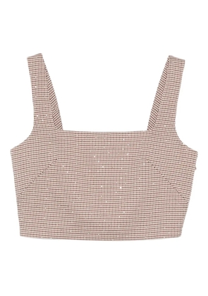 Maje check square-neck top - Brown