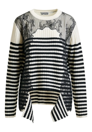 Essentiel Antwerp Insane lace-insert striped sweater - Black