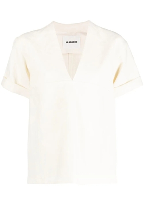 Jil Sander V-neck linen-blend blouse - Neutrals