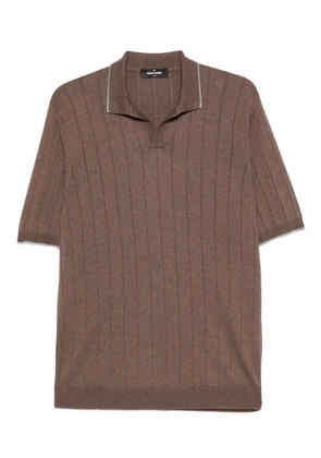 Gran Sasso ribbed polo-collar t-shirt - Brown