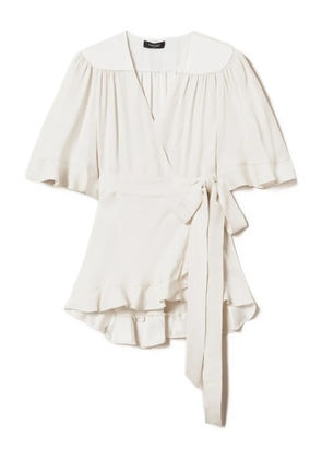 TWINSET ruffled wrap blouse - White