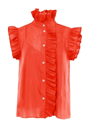 Christy Lynn Marfa ruffled high-neck blouse - Red