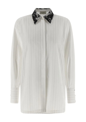 LE TWINS Daniel striped lace-collar shirt - White