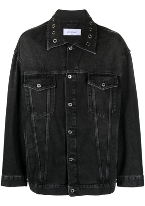 Off-White eyelet-detail drop-shoulder denim jacket - Black