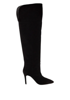 Via Roma 15 80mm pointed-toe knee-high suede boots - Black