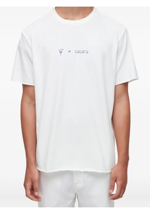 Osklen trident graphic raw-edge t-shirt - White
