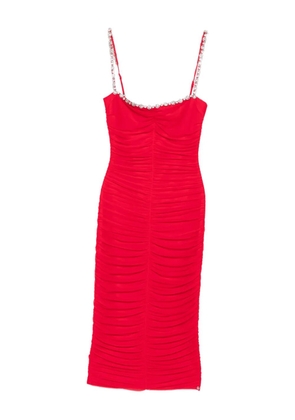 NISSA crystal-embellished ruched dress - Red