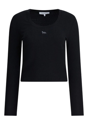 Maison Kitsuné Baby Fox-embroidered ribbed T-shirt - Black