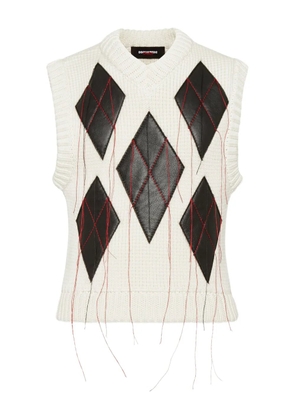 DSQUARED2 x Magliano Leather Argyle vest - White