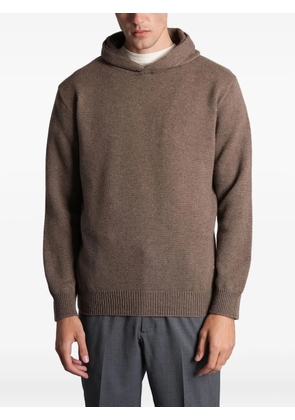 Greyed hooded long-sleeves hoodie - Brown