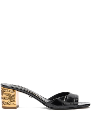 Roberto Cavalli crocodile-effect mules - Black