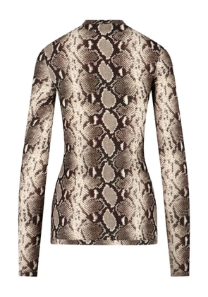 Duran Lantink snakeskin-print high-neck top - Brown