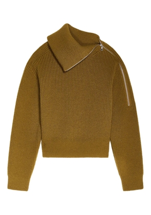 DRIES VAN NOTEN zipped high-neck wool sweater - Brown