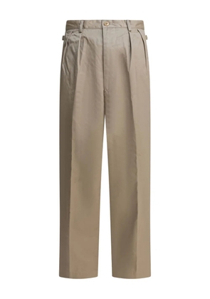 KAPITAL pleated cotton straight-leg trousers - Neutrals