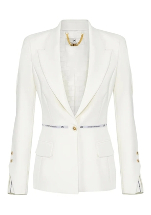 Elisabetta Franchi logo ribbon crêpe blazer - White