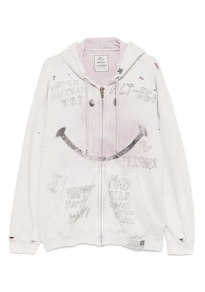 Maison MIHARA YASUHIRO bleached smily-face-print zip-up hoodie - Pink