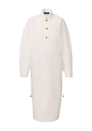 Fabiana Filippi drawstring button-fastening midi shirt dress - White