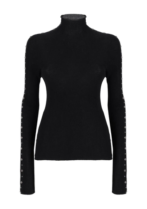 Laneus ribbed turtleneck embellished sweater - Black