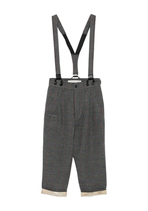 A Tentative Atelier check-pattern suspender trousers - Grey
