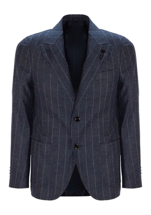 Lardini pinstripe lapel blazer - Blue