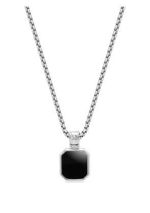 Nialaya Jewelry square onyx pendant chain necklace - Silver