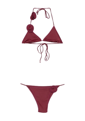 La Reveche Ashar rose-embellished triangle bikini - Red