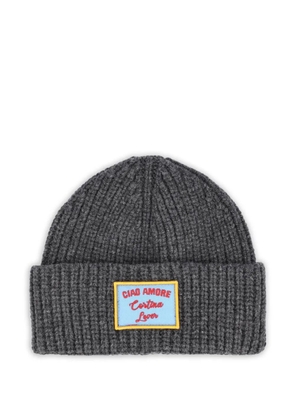 Giada Benincasa ribbed-knit logo-patch beanie hat - Grey