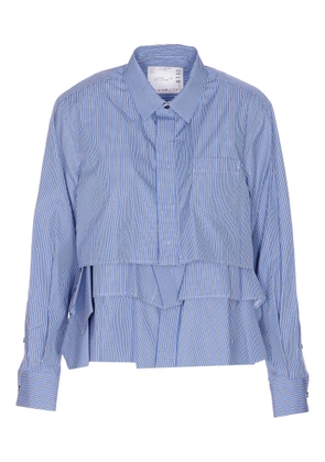 sacai striped ruffled shirt - Blue