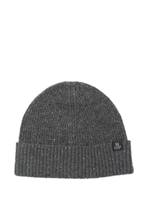 Marc O'Polo logo-patch ribbed beanie hat - Grey