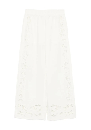 alice + olivia Tanya embroidered eyelet trousers - White