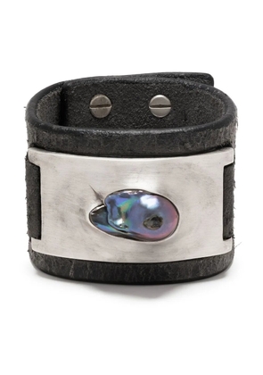 Parts of Four Amulet pearl-detail leather cuff - Grey