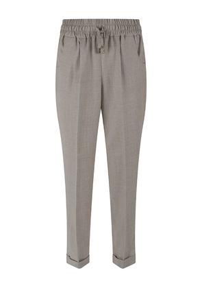 Kiton elasticated-waist check-pattern trousers - Neutrals