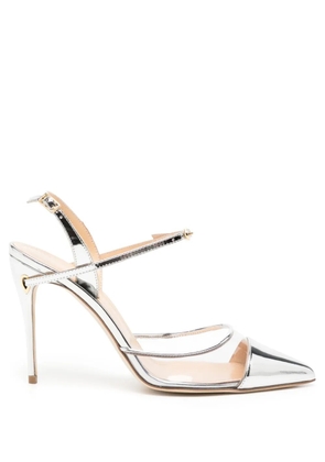 Jennifer Chamandi Vittorio 105mm mettalic-toe pumps - Silver