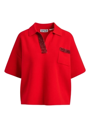Essentiel Antwerp International bead-embellished polo top - Red