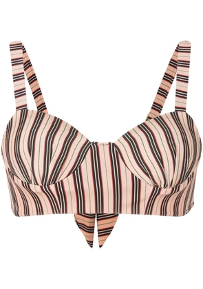 Amir Slama stripe-print bustier top - Multicolour