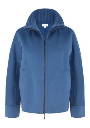Kinross Cashmere knit-trim zip jacket - Blue