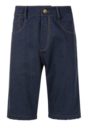 Amir Slama logo-patch denim shorts - Blue