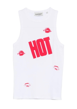 CARNE BOLLENTE Kiss Me I'm Hot lip-print vest - White
