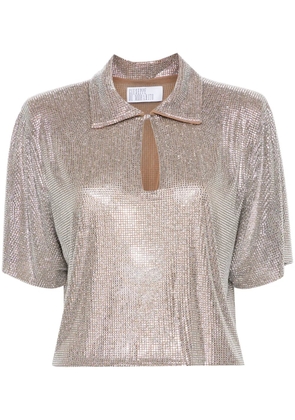 Giuseppe Di Morabito cropped rhinestone polo shirt - Silver
