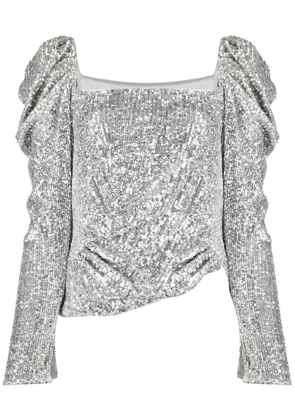 Simkhai Allura Hammered sequin-embellished blouse - Silver