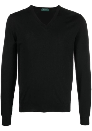 Zanone V-neck knit jumper - Black
