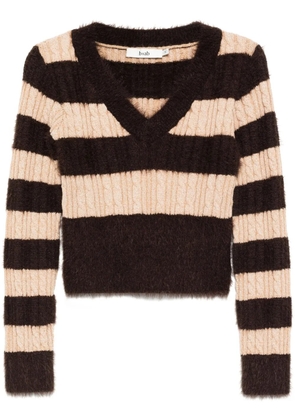 b+ab striped scarf-detail jumper - Brown